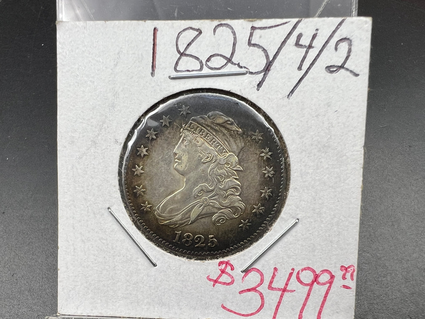 1825/4/2 25c Liberty Capped Bust Quarter coin UNC Details Cleaned