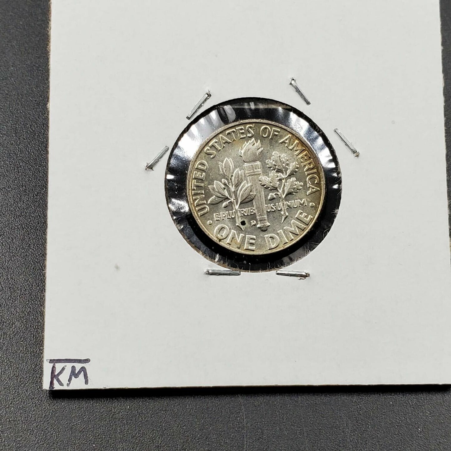 1956 D Roosevelt Silver Dime Coin Average UNC Neat Amber Toner Toning Denver