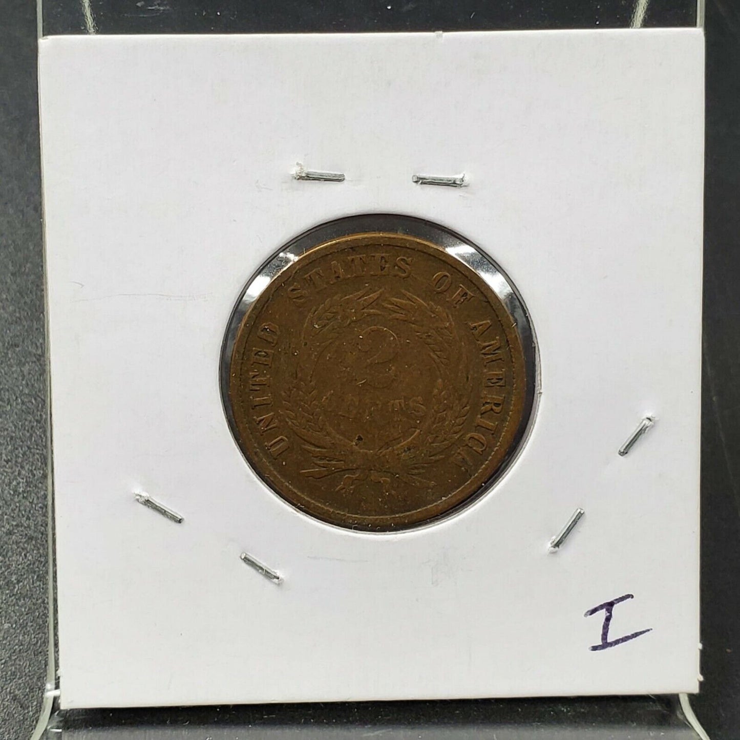 1865 2C Two Cent Copper Coin Piece VG Details ED Circulated