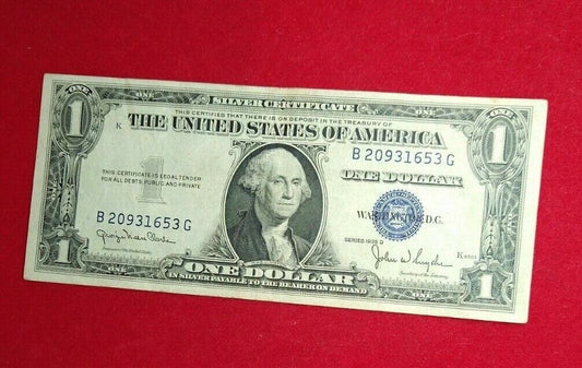 1935 D $1 Silver Certificate US Bill Note Choice VF Very Fine BLUE SEAL NARROW