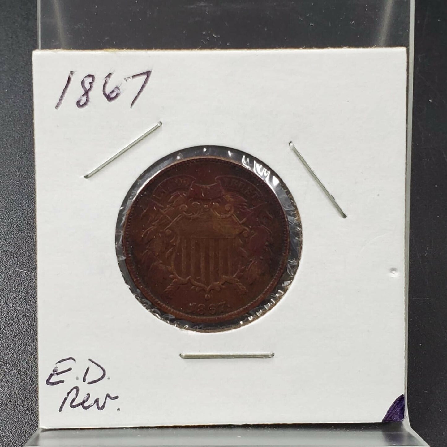 1867 LM 2C Two Cent Copper Coin Piece VF Very Fine Details ED