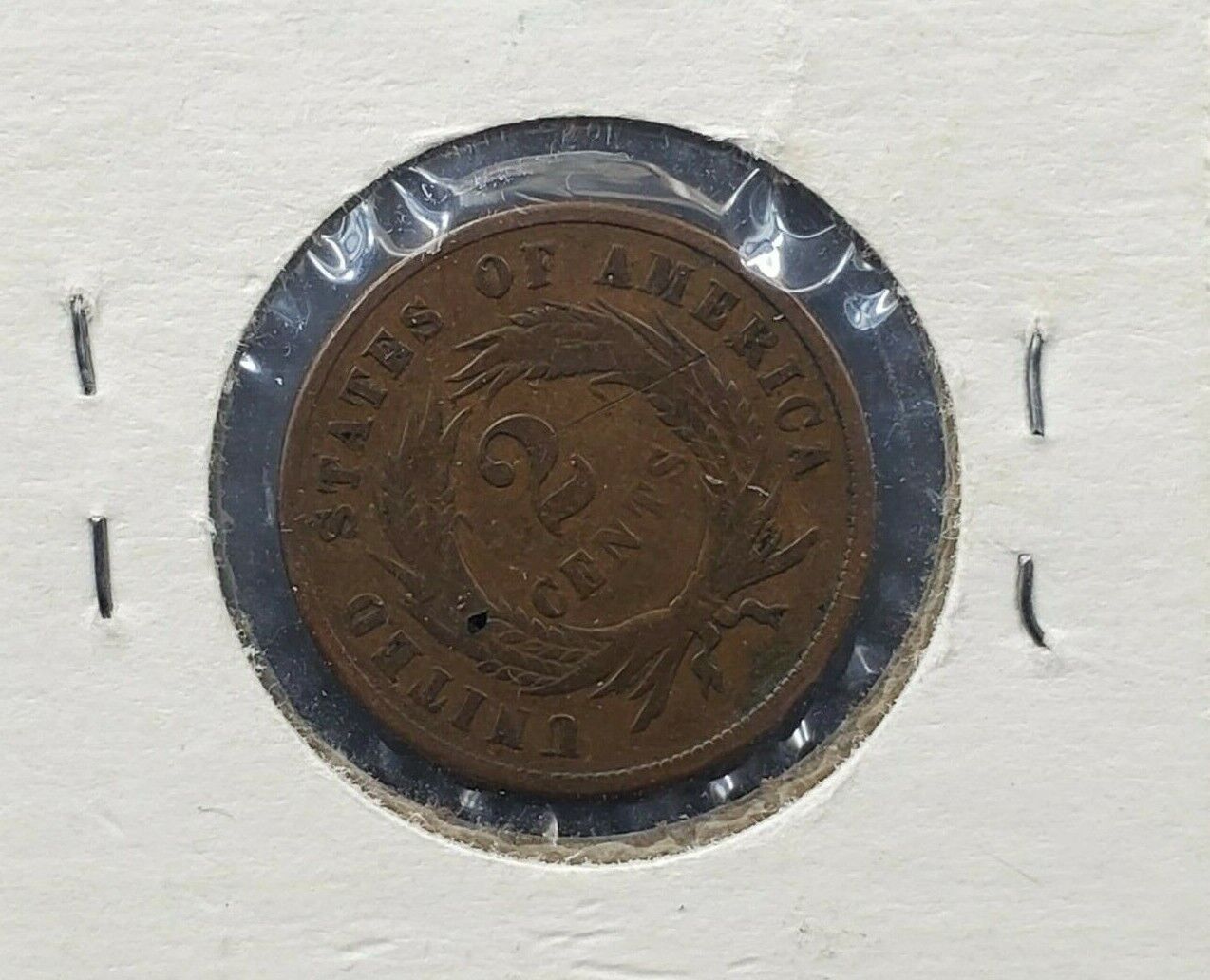 1865 2C Two Cent Copper Coin Piece Average Good Circulated