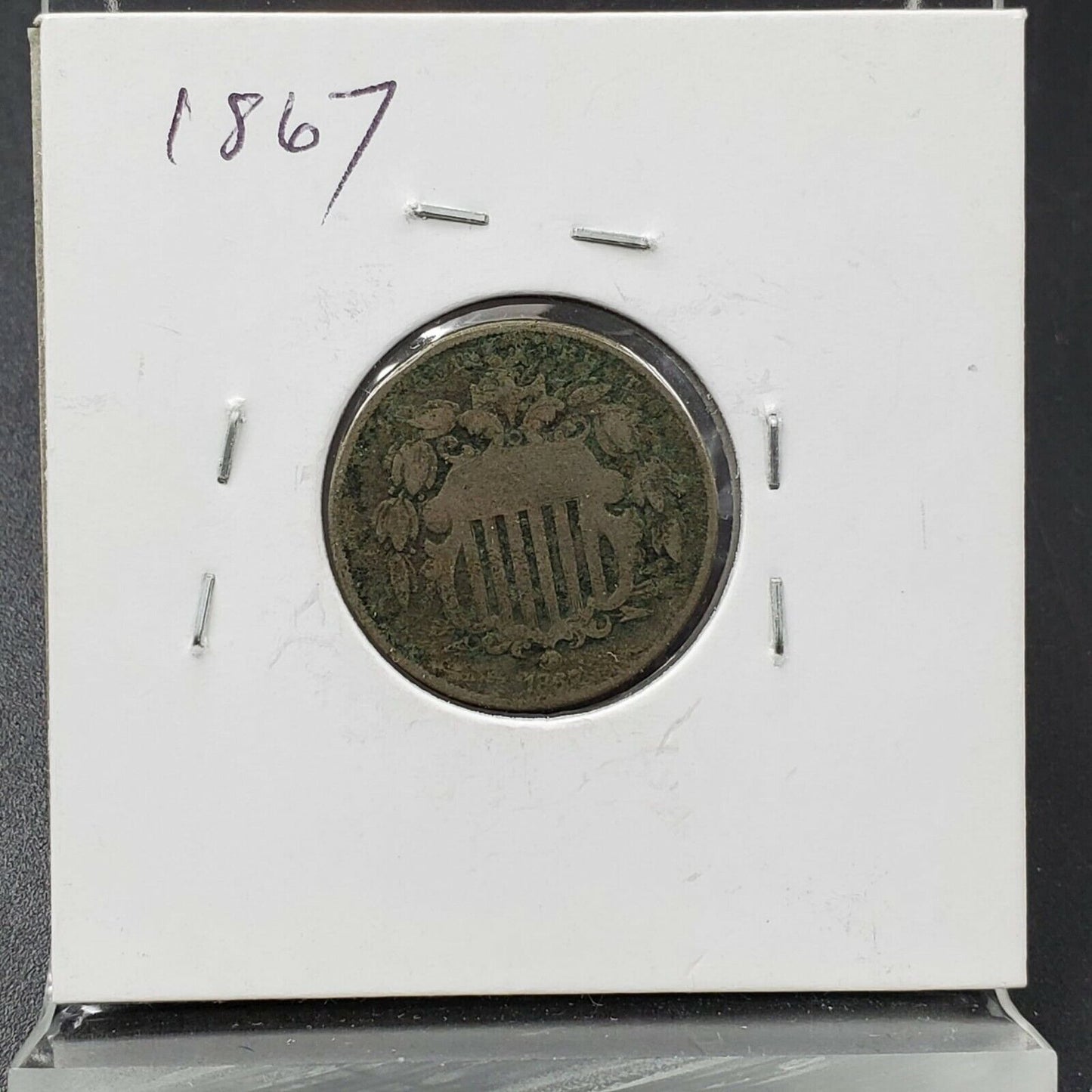 1867 5c Shield Nickel No Rays G / VG Details
