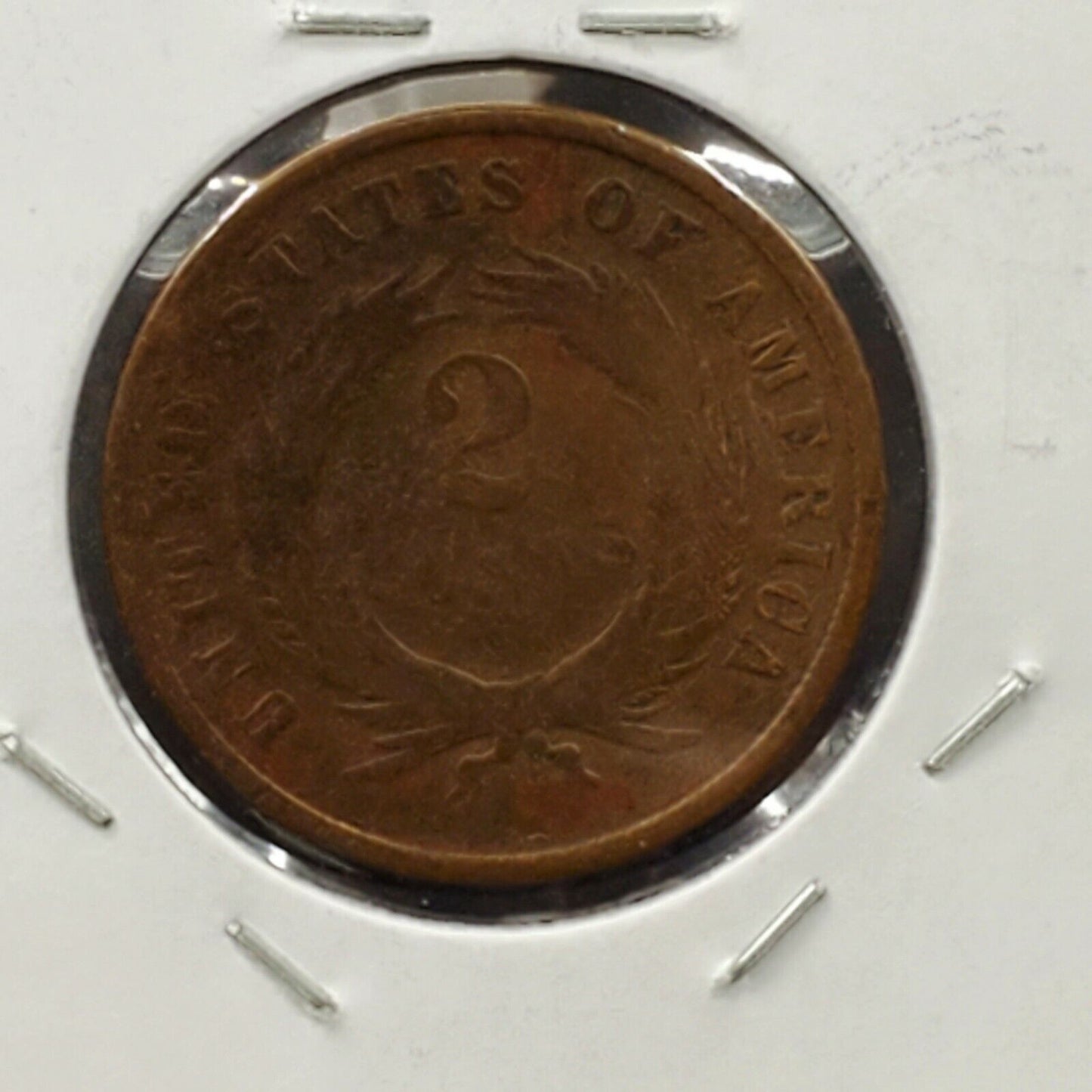 1868 2C Two Cent Copper Coin Piece Circulated Good Details ED