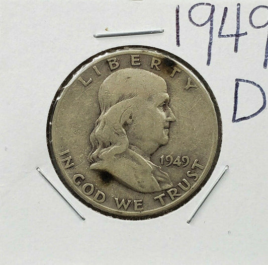 1949 D Franklin Silver Half Dollar Coin Choice Circulated Key Date