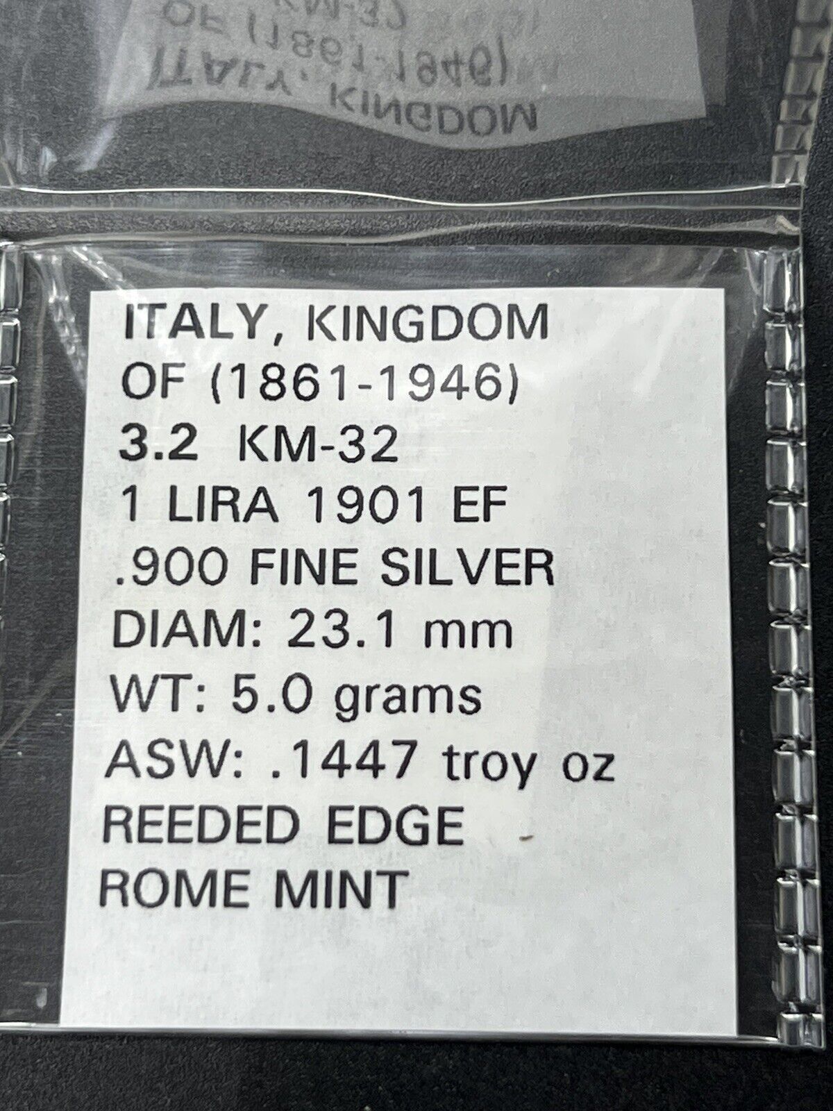 1901 Italy 1 Lire Fine Silver Coin Choice XF EF Extra Fine