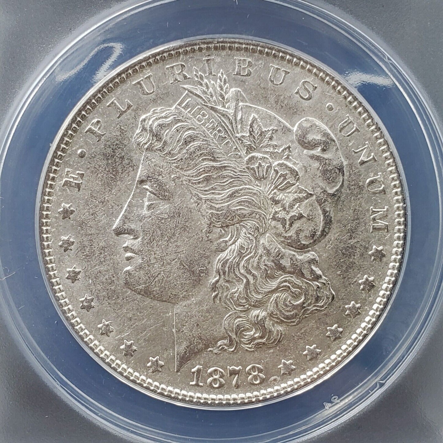 1878 P 7/8TF Morgan Silver Dollar Variety Coin ANACS AU50 VAM-38 VAM 7/5 Feather