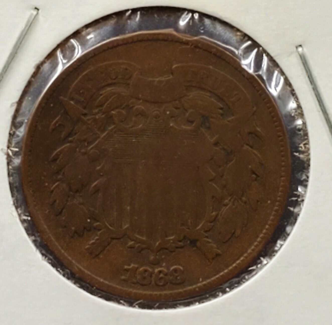 1868 2C Two Cent Copper Bronze Coin Piece VG Very Good Circulated