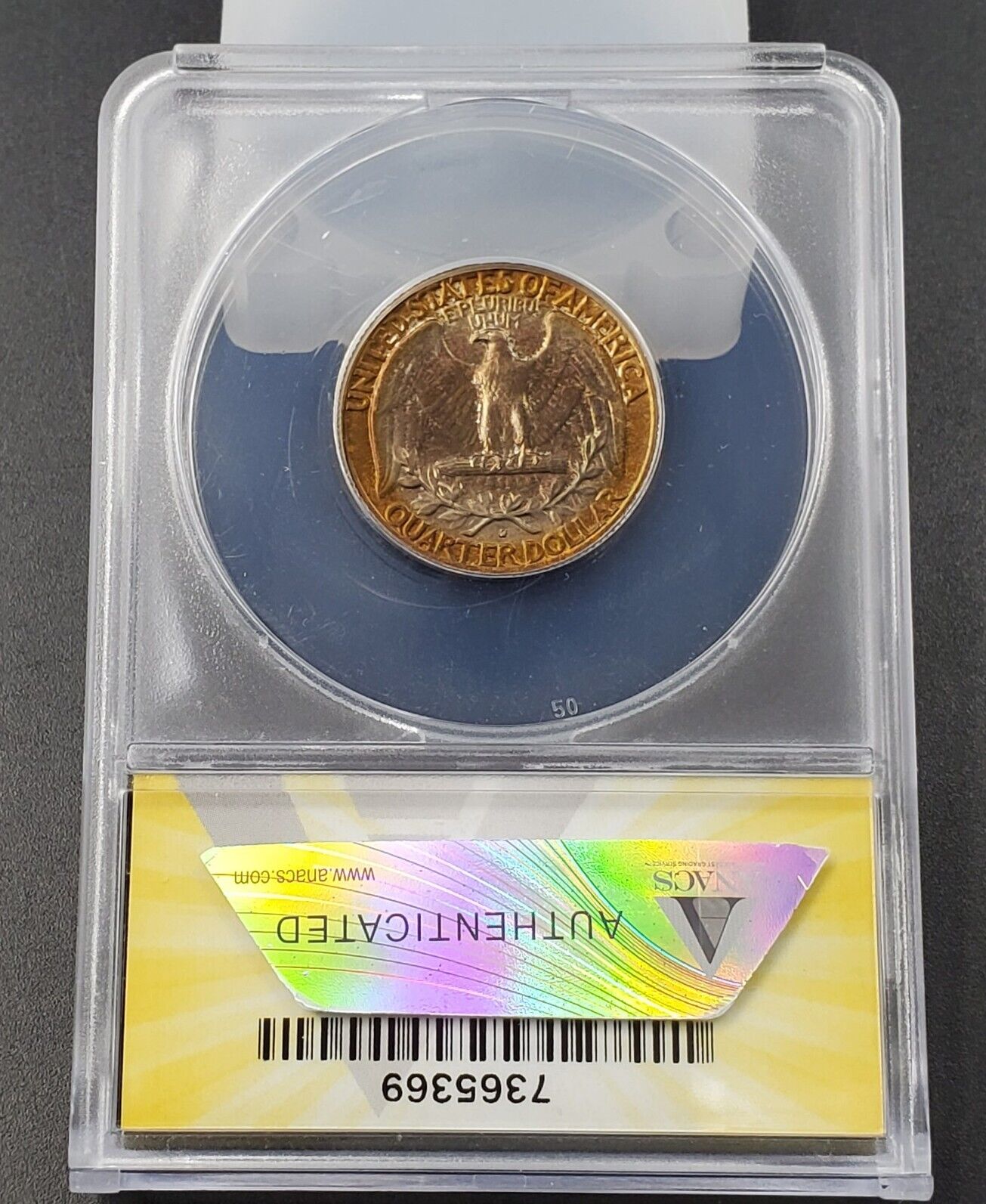 1962 D Washington Quarter 25c ANACS MS62 Double Die REV DDR 002 Variety Coin
