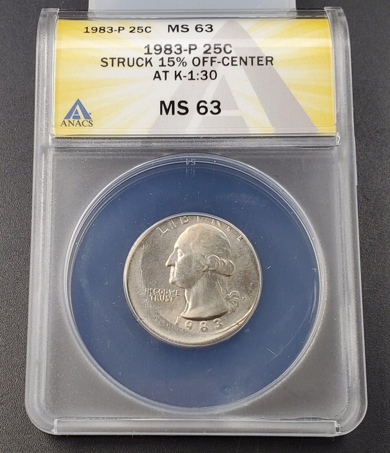 1983 P Washington Clad Quarter Coin ANACS MS63 Struck 15 Off