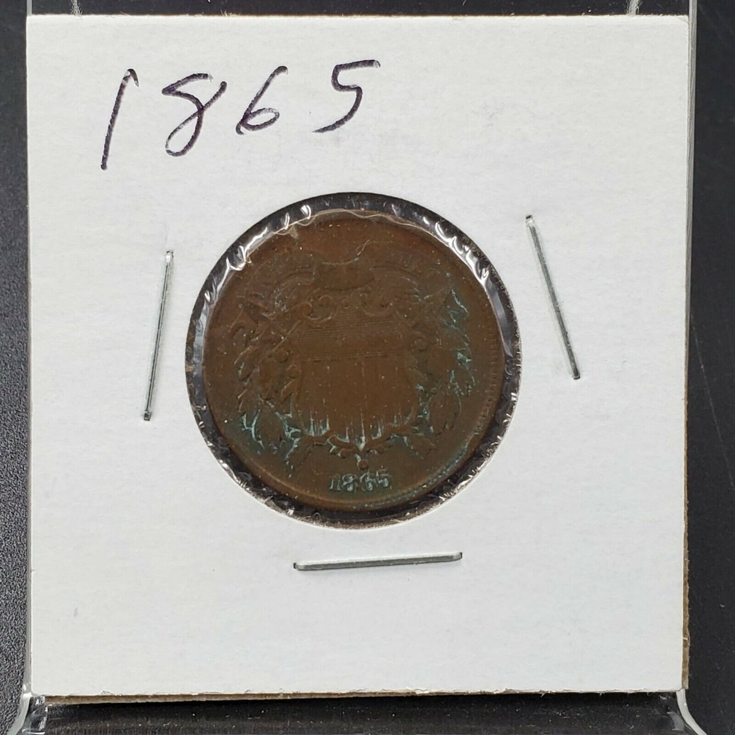 1865 2C Two Cent Copper Coin Piece Good / VG Details ED