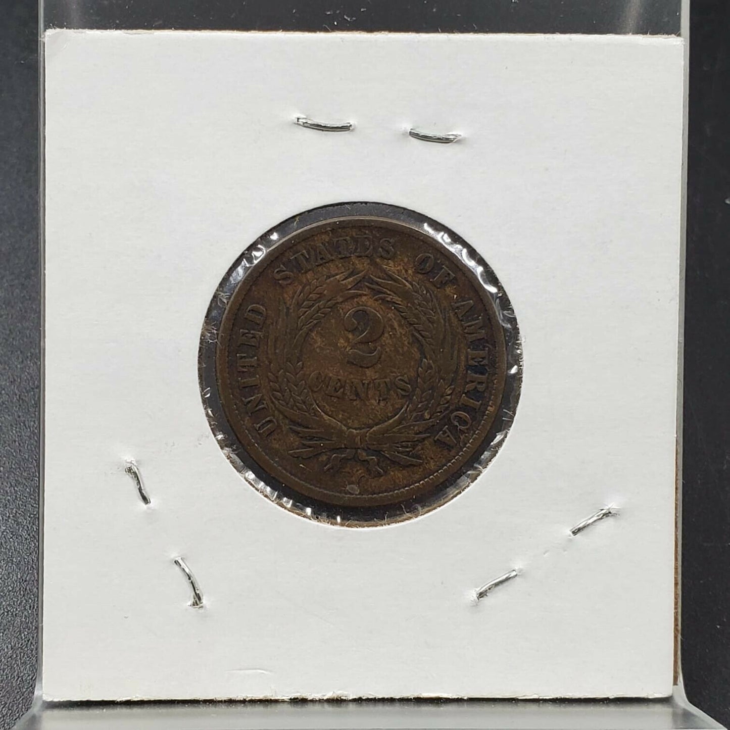 1866 2C Two Cent Copper Coin Piece Choice F Fine Circulated Nice