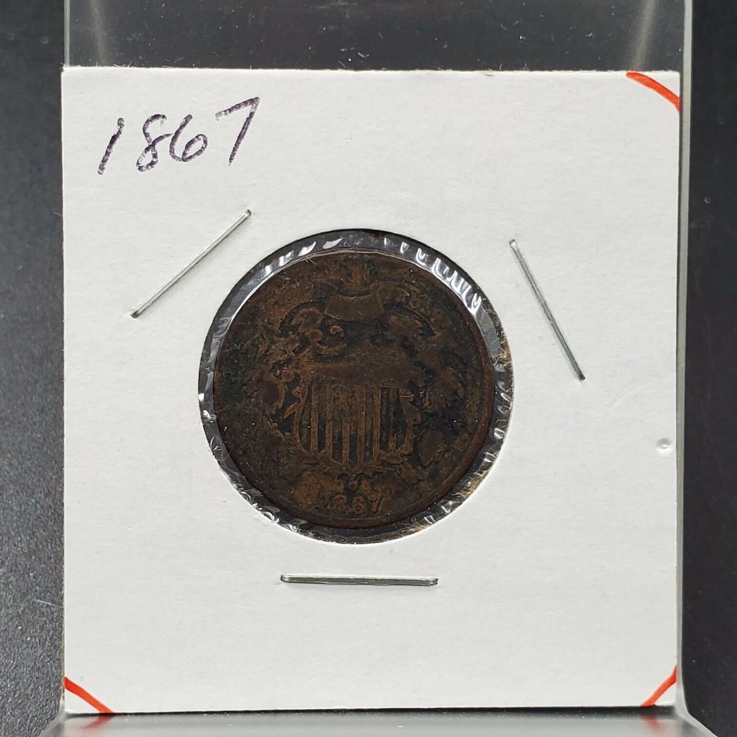1867 LM 2C Two Cent Copper Coin Piece AG Details CULL