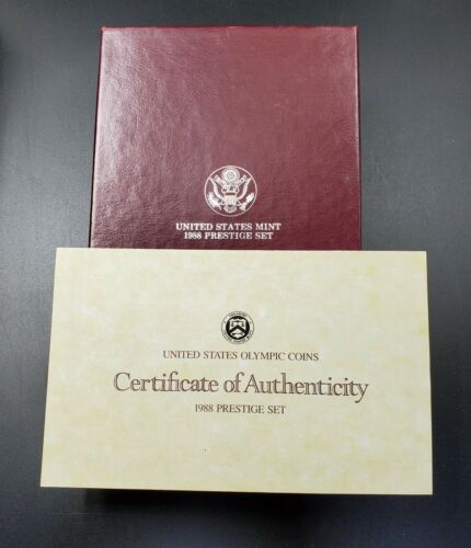 1988 S US Mint Prestige Proof Set OGP Box COA Silver Dollar - RobinsonsCoinTown