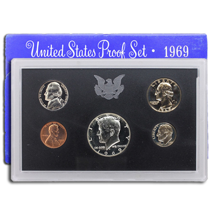 1969 S Proof Set US Mint OGP with 40% Silver 50c