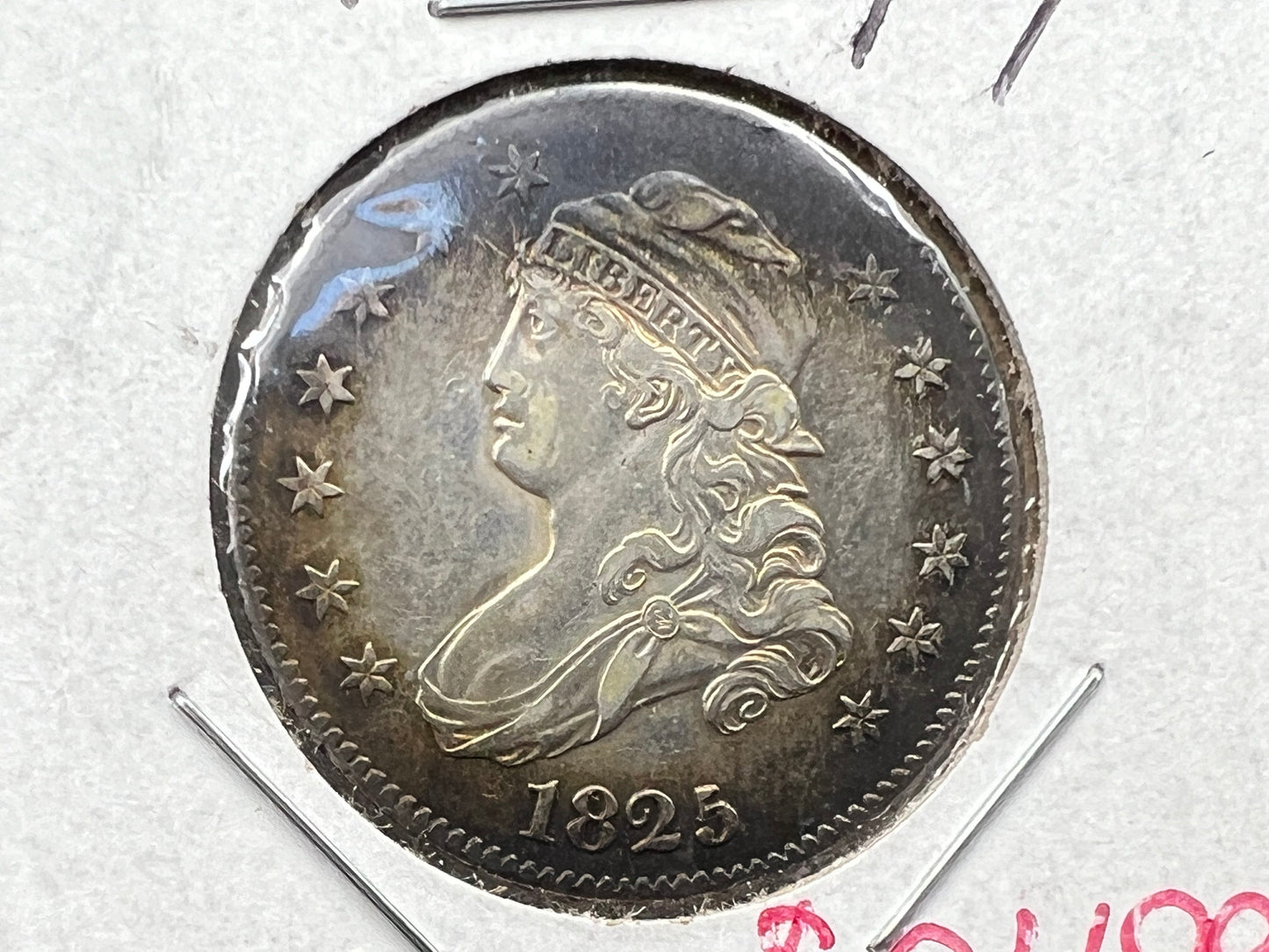 1825/4/2 25c Liberty Capped Bust Quarter coin UNC Details Cleaned