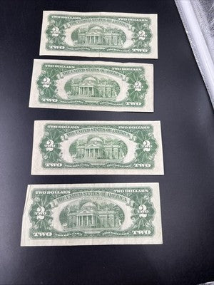 Lot of 4 1953 1963 $2 USN United States Red Seal Notes VF Very Fine #329