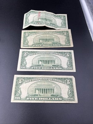 $5 Bill Collectors Lot 2x 1953 $5 Silver Certificate 1950 C FRN & 1963 USN Circ