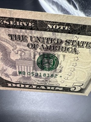 Star * 2013 $5 FRN Federal Reserve Note XF EF Circulated Neat Serial # 05318182