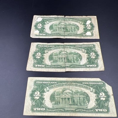 Lot of 3 1928 $2 Two Dollar USN United States Notes Red Seal Very Circ #180