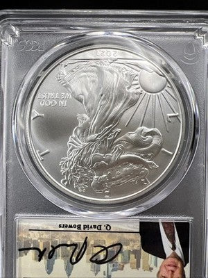 2021 ASE American Silver Eagle David Bowers Signature Philadelphia Gallery PCGS