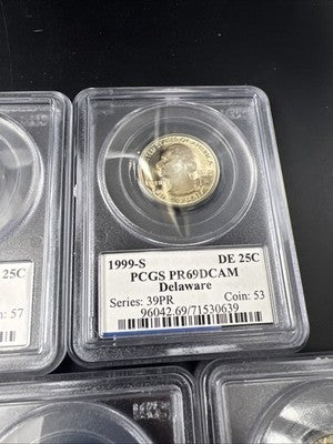 5 Coin 1999 S Proof State Quarters Set PCGS PR69 Georgia Delaware Conn NJ Penn