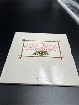 1987 United Kingdom Uncirculated Mint 7 coin Set Used Packaging