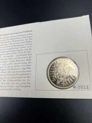 1993 Germany Olympic Medal Numisbrief 1952 Oslo Helsinki Winter Games Proof