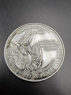 Large 3 Inch Novelty Pewter Coin/Coaster/Paperweight Stone Mountain Half Dollar