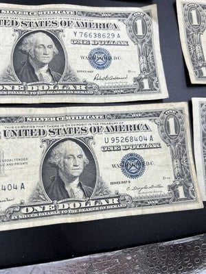 Lot of 10 1957 / 1935 $1 One Dollar Silver Certificate Blue Seal Notes VG #404
