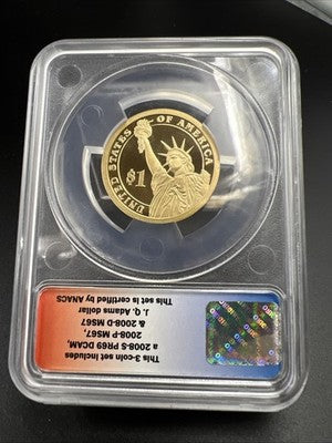 2008 S $1 John Quincy Adams PR69 DCAM Presidential Dollar Coin ANACS #26