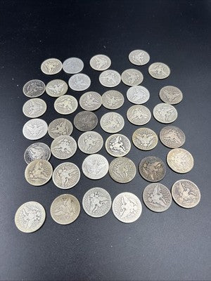 Barber Quarters 90% Silver Coin Quarter Roll $10 Face Value 40 Coins G-VG SKU#G