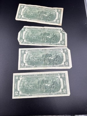 Lot of 4 Very Circ 1976 $2 FRN Federal Reserve Notes Neat Serial #s #44414499