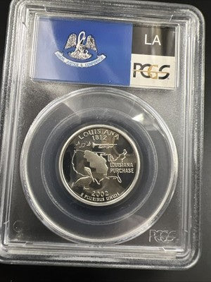 2002 S Proof Silver Louisiana Statehood Quarter Coin PCGS PR69 DCAM #686