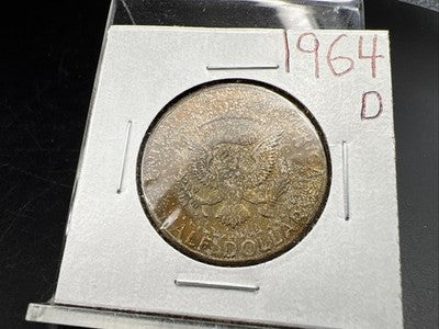 1964 D 50c Kennedy 90% Silver Half Dollar Coin BU NC Neat Toning Reverse SK#1