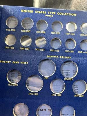 Empty United States Type Set Small Coins Whitman Album Used No Coins Empty