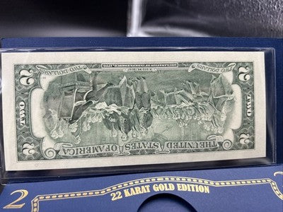 2003 $2 FRN Two Dollar Bill Federal Reserve Note Enhanced Golden CH UNC #028