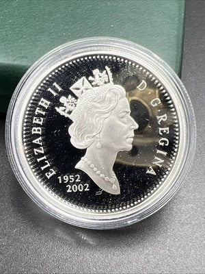 2002 Canada Sterling Proof Silver Dollar Coin Queen Elizabeth II 50 Anniversary