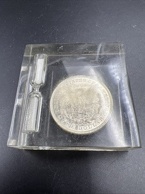1921 P $1 Morgan Silver Dollar AU Details in Plastic Sandglass display