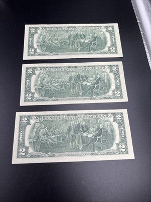 Lot of 3 1976 Bicentennial $2 Two Dollar Federal Reserve Notes XF / AU #812
