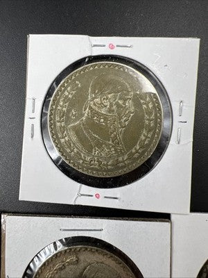 Lot of 9 Mexico 10% Silver Peso Jose Morelos Coins Circulated