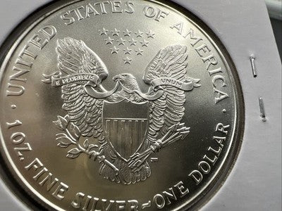 2001 1 Oz ASE American Silver Eagle Coin Gem BU UNC Struck Thru Error Obverse
