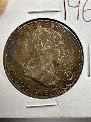 1963 D Franklin Half Dollar Silver Coin Choice BU UNC Neat Toning Obverse