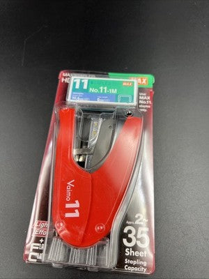 HD-11FLK Max Flat Clinch Stapler for 2x2 Coin Flips Stapler Red Hand Size New