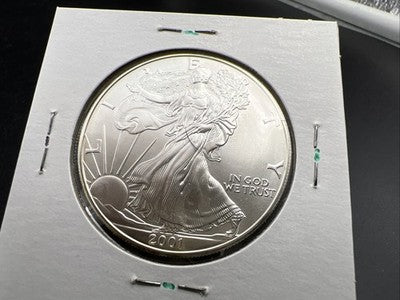 2001 1 Oz ASE American Silver Eagle Coin Gem BU UNC Perfect Halo Toner Toning