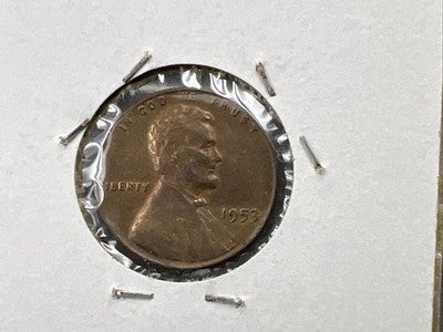 1953 P 1c Lincoln Wheat Cent Penny Retained Cud Error Coin CH VF/ XF Circ