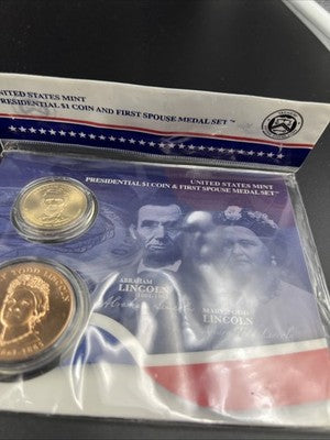 2010 Abraham Mary Todd Lincoln First Spouse $1 Presidential Coin & Medal Set OGP