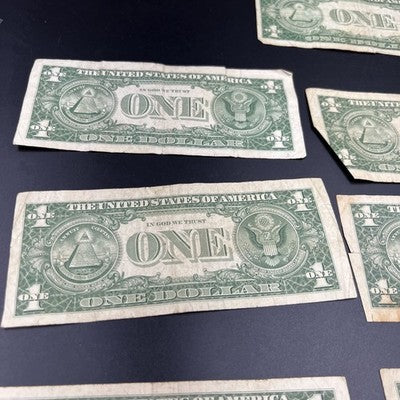 Lot of 7 1935 1957 $1 One Dollar Blue Seal Silver Certificates Very Circulated 7