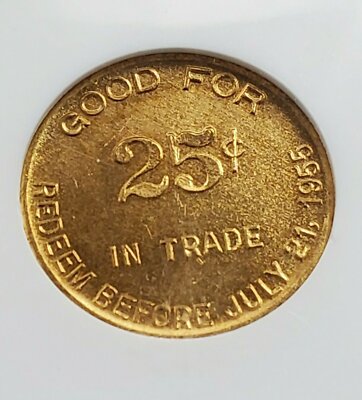 1855-1955 Mason County Centennial Marquette Pageant 25c Trade Token NGC MS65 GEM