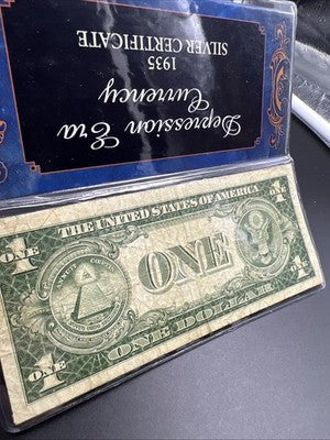 1935 D $1 One Dollar Silver Certificate VG Circulated in Vinyl Display #64